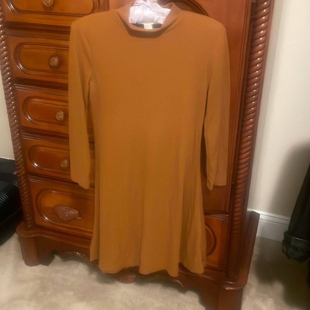 Forever 21 Mock Neck Burnt Orange 7/8 Sleeve dress